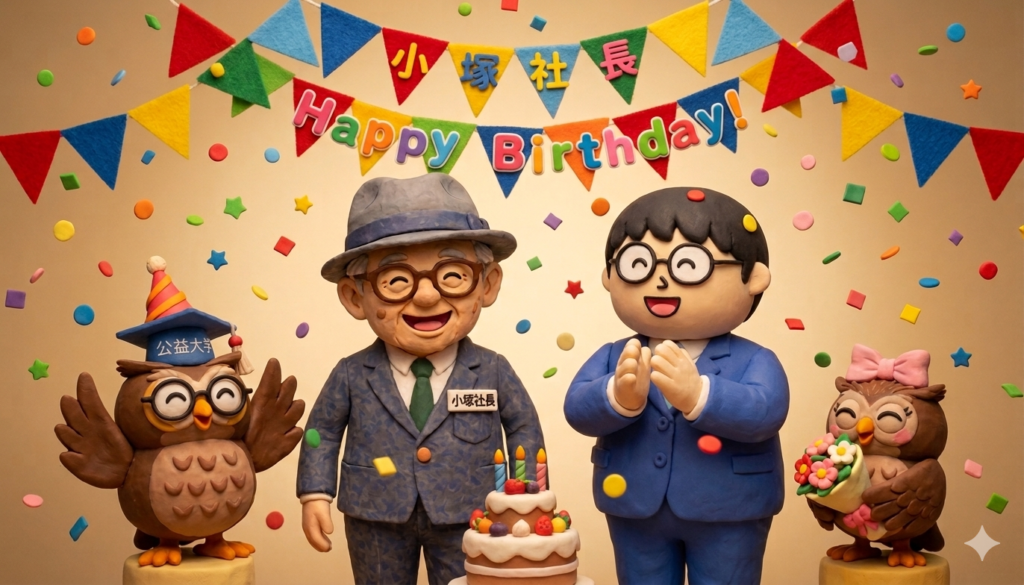未来を照らす知恵と笑顔!代表取締役CEO小塚直志、72歳の誕生日を従業員で祝福しました!