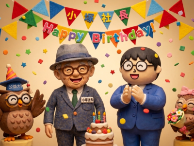 未来を照らす知恵と笑顔！代表取締役CEO小塚直志、72歳の誕生日を従業員で祝福しました！