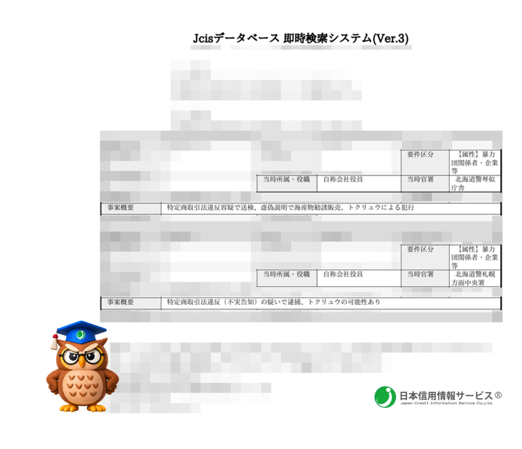 JCIS WEB DB Ver.3
実名登録
反社チェック・コンプライアンスチェック
実際の画面